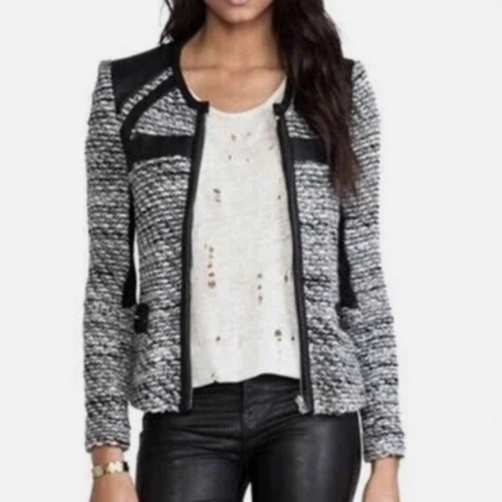 Iro Boucle Weave wool and leather blazer - 36